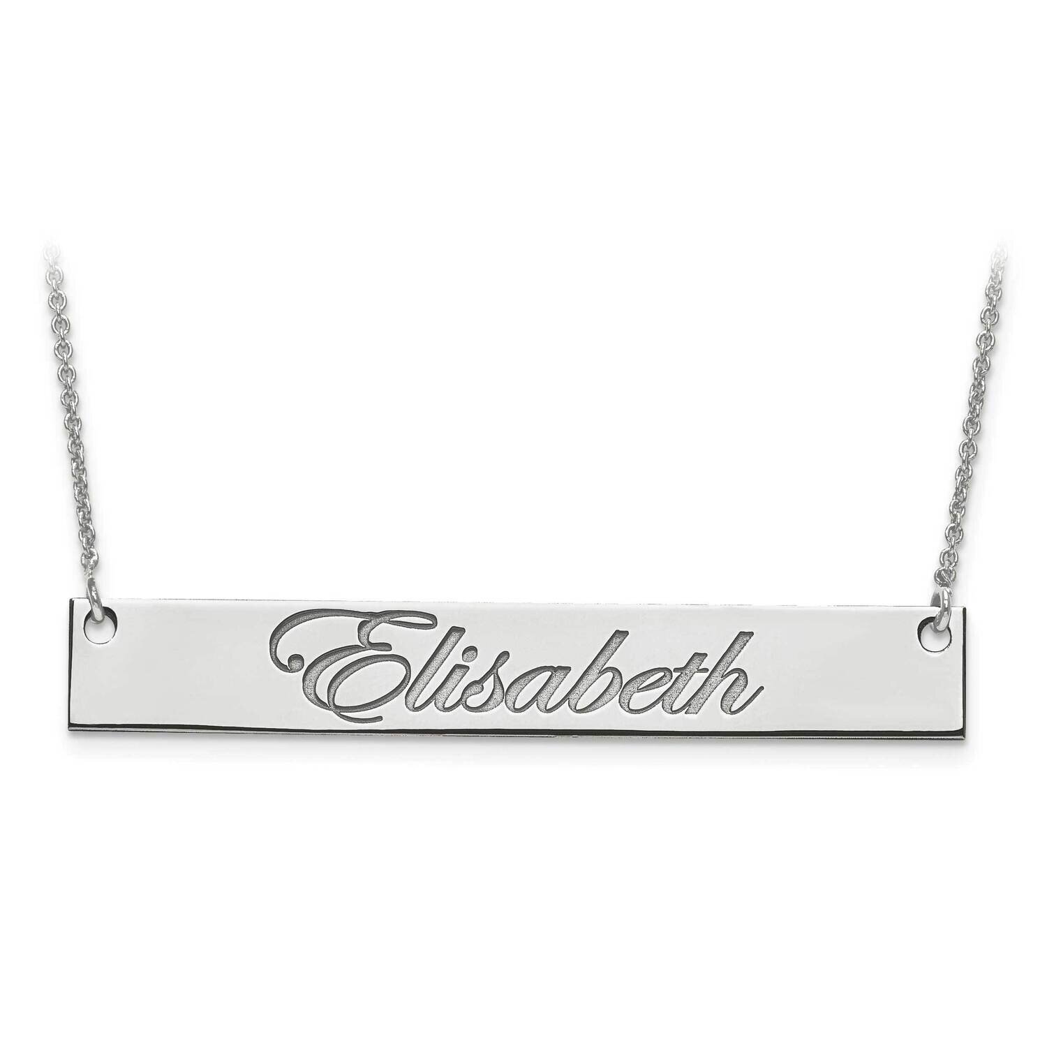 Large Polished Script Name Bar with Chain Sterling Silver Rhodium-plated XNA642SS, MPN: XNA642SS, 8…