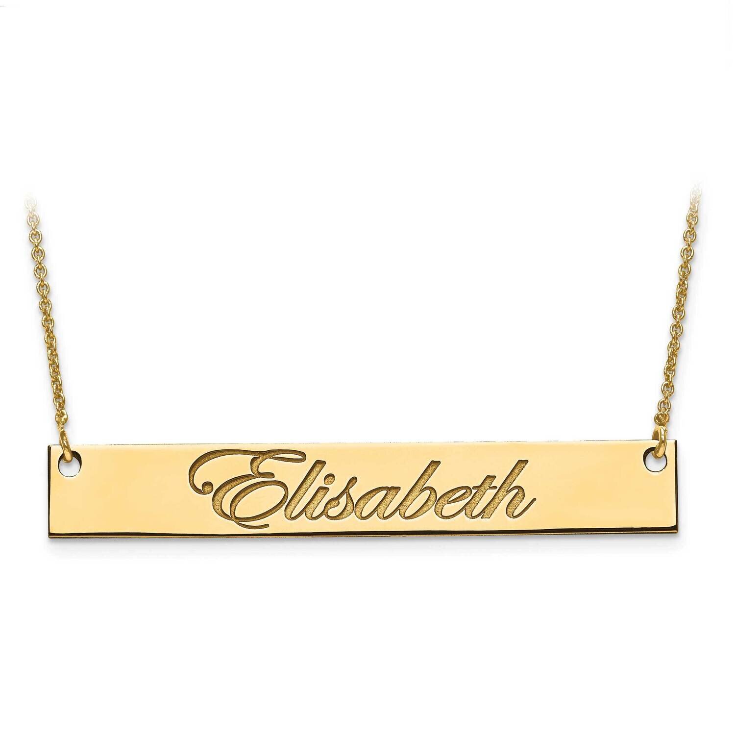 Large Polished Script Name Bar with Chain 14k Gold XNA642Y, MPN: XNA642Y, 191101220593