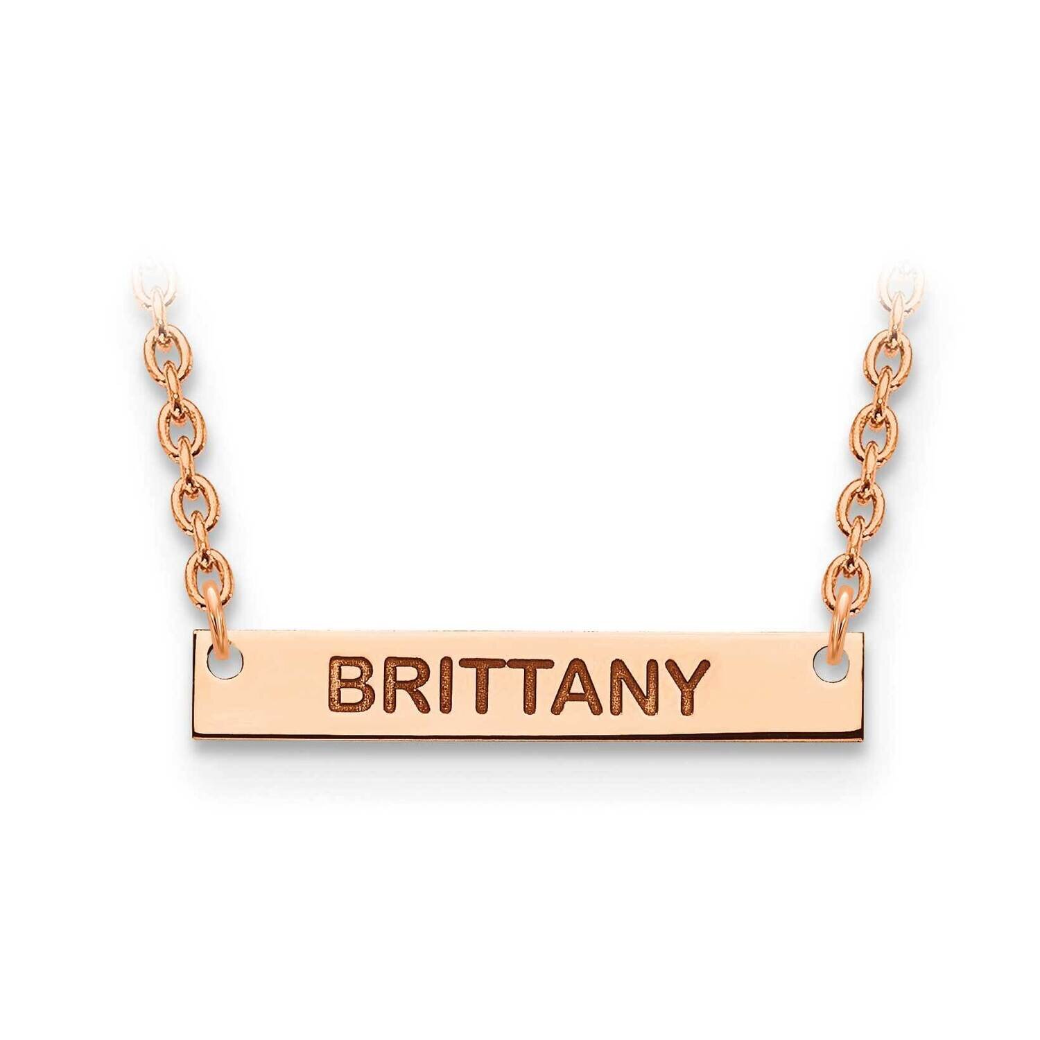 Small Polished Block Letter Name Bar Necklace Rose Gold-plated Silver XNA643RP