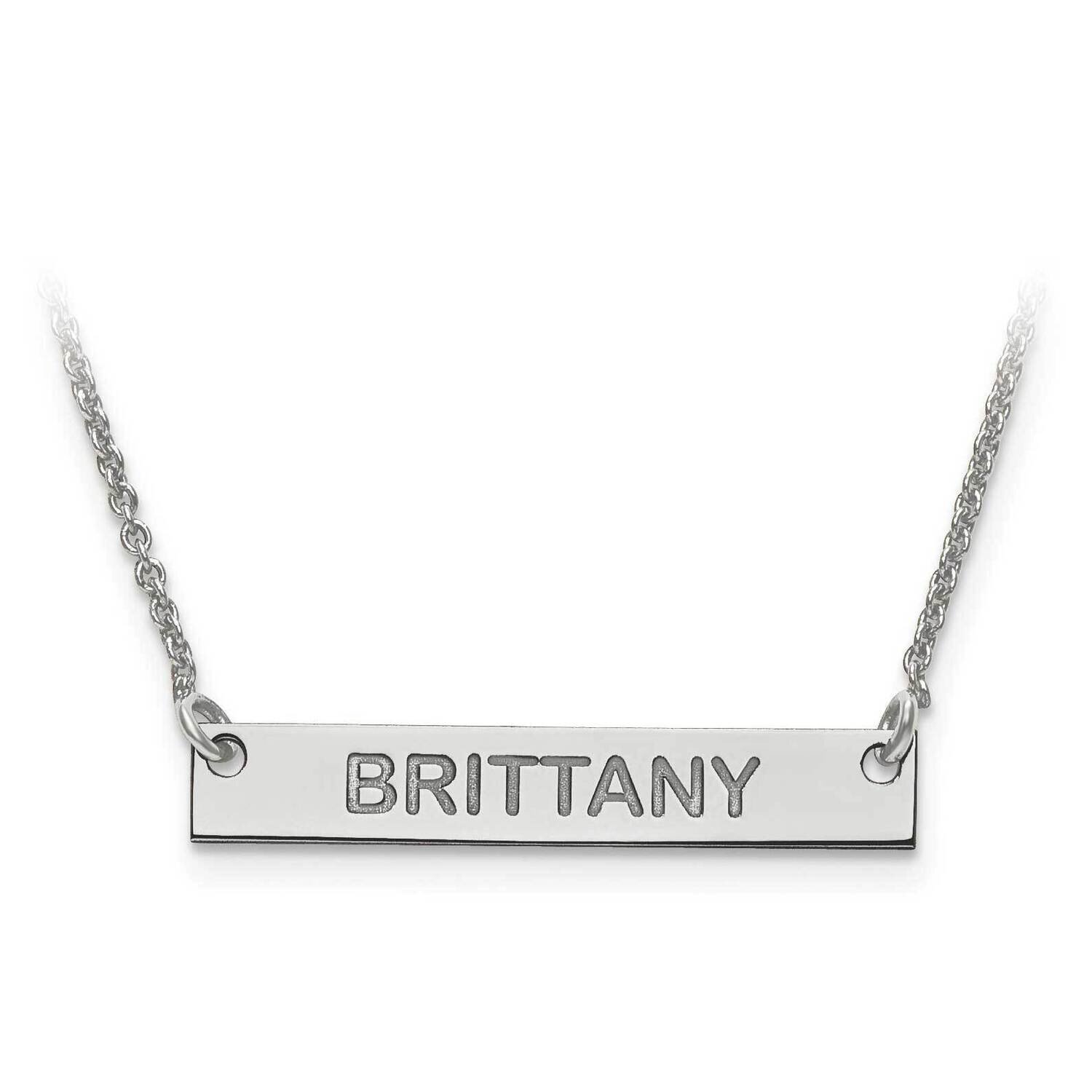 Small Polished Block Letter Name Bar with Chain Sterling Silver Rhodium-plated XNA643SS, MPN: XNA64…