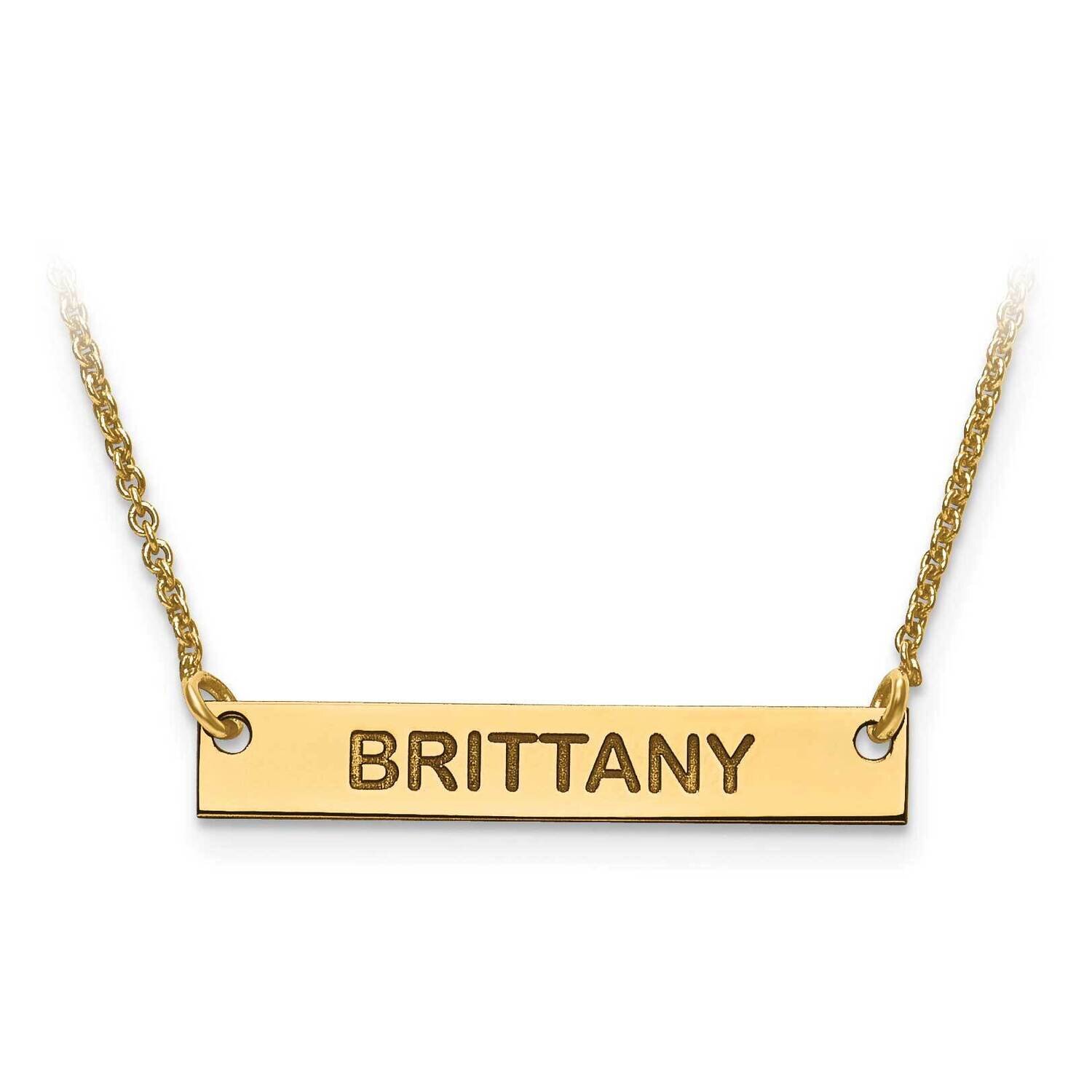 Small Polished Block Letter Name Bar with Chain 14k Gold XNA643Y