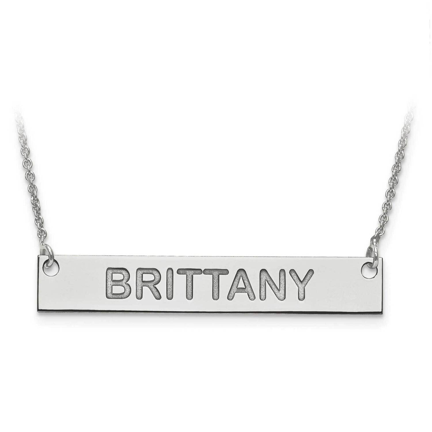 Medium Polished Block Letter Name Bar with Chain Sterling Silver Rhodium-plated XNA644SS, MPN: XNA6…