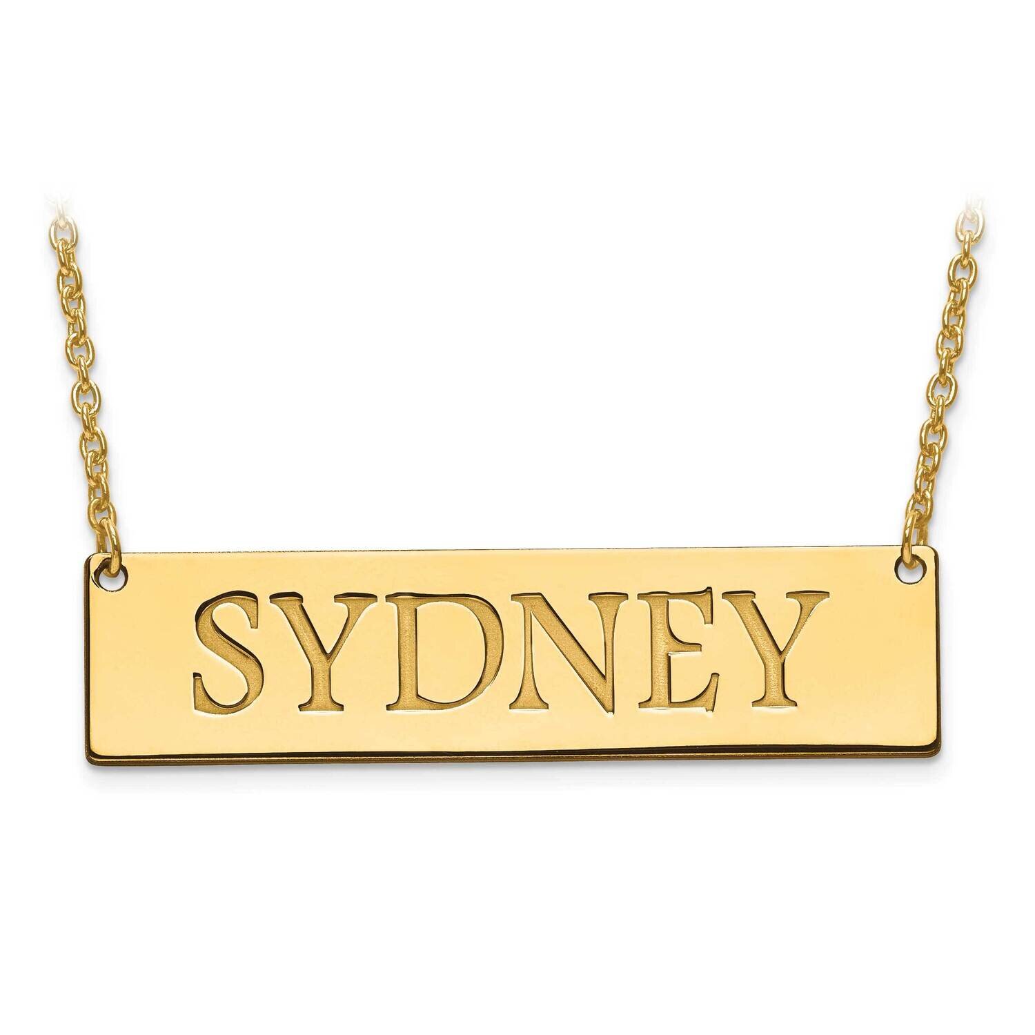 Recessed Letters Polished Name Bar with Chain Gold-plated Silver XNA648GP