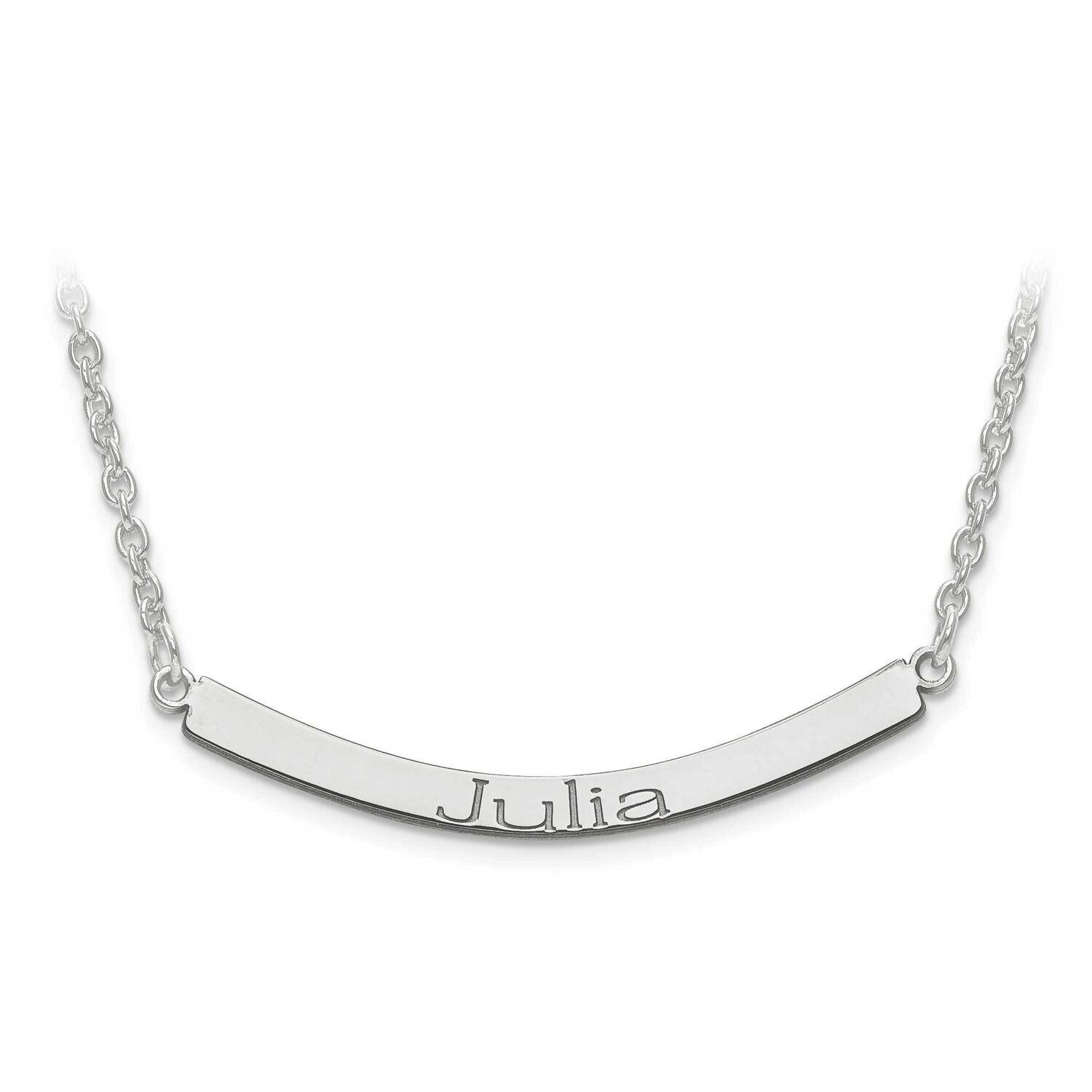 Polished Recess Letters Curved Name Bar with Chain Sterling Silver Rhodium-plated XNA649SS, MPN: XN…