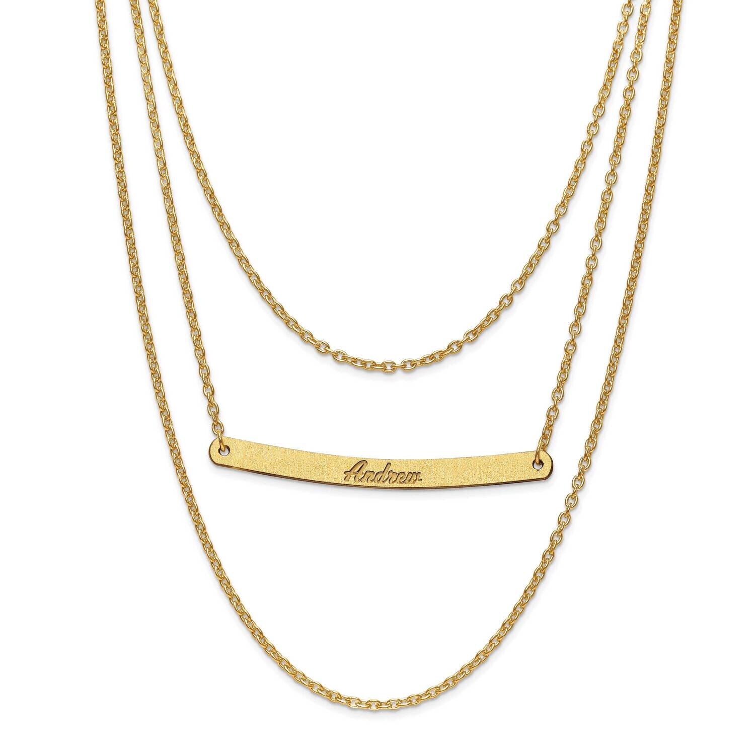Brushed 3 Chain 1 Bar Name Necklace Gold-plated Silver XNA651GP, MPN: XNA651GP, 191101219948