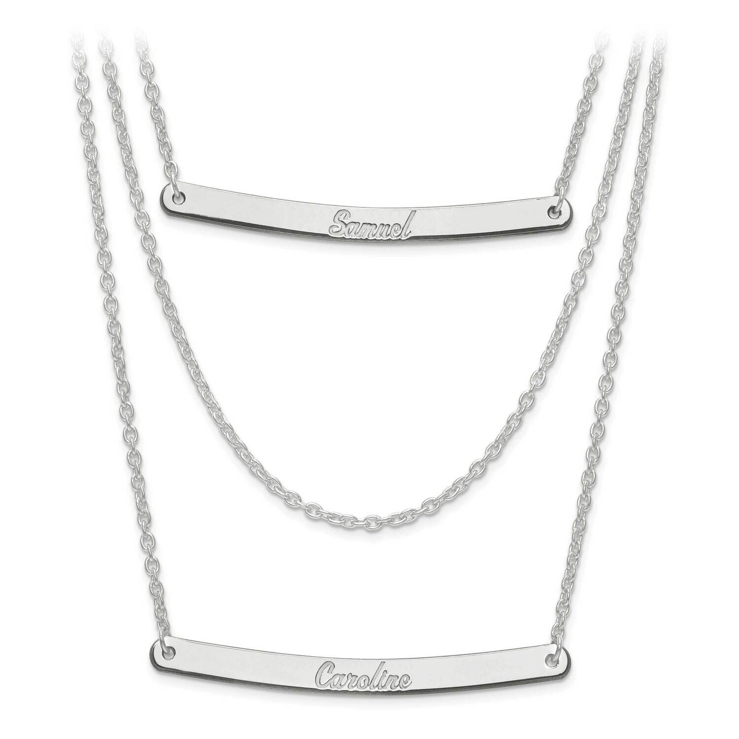 Brushed 3 Chain 2 Bar Name Necklace Sterling Silver Rhodium-plated XNA652SS, MPN: XNA652SS, 8867745…