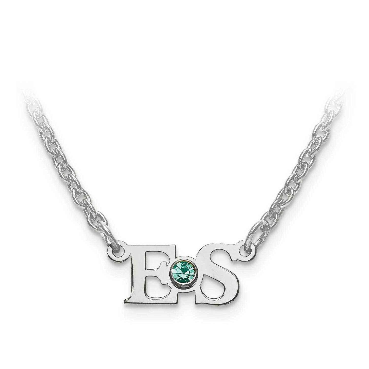 Small Laser Polished Birthstone Initial Pendant with Chain Sterling Silver Rhodium-plated XNA655SS,…