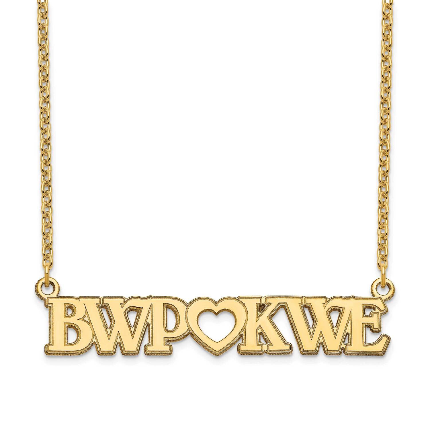 Laser Couple's Monogram And Heart Plate with Chain Gold-plated Silver XNA658GP