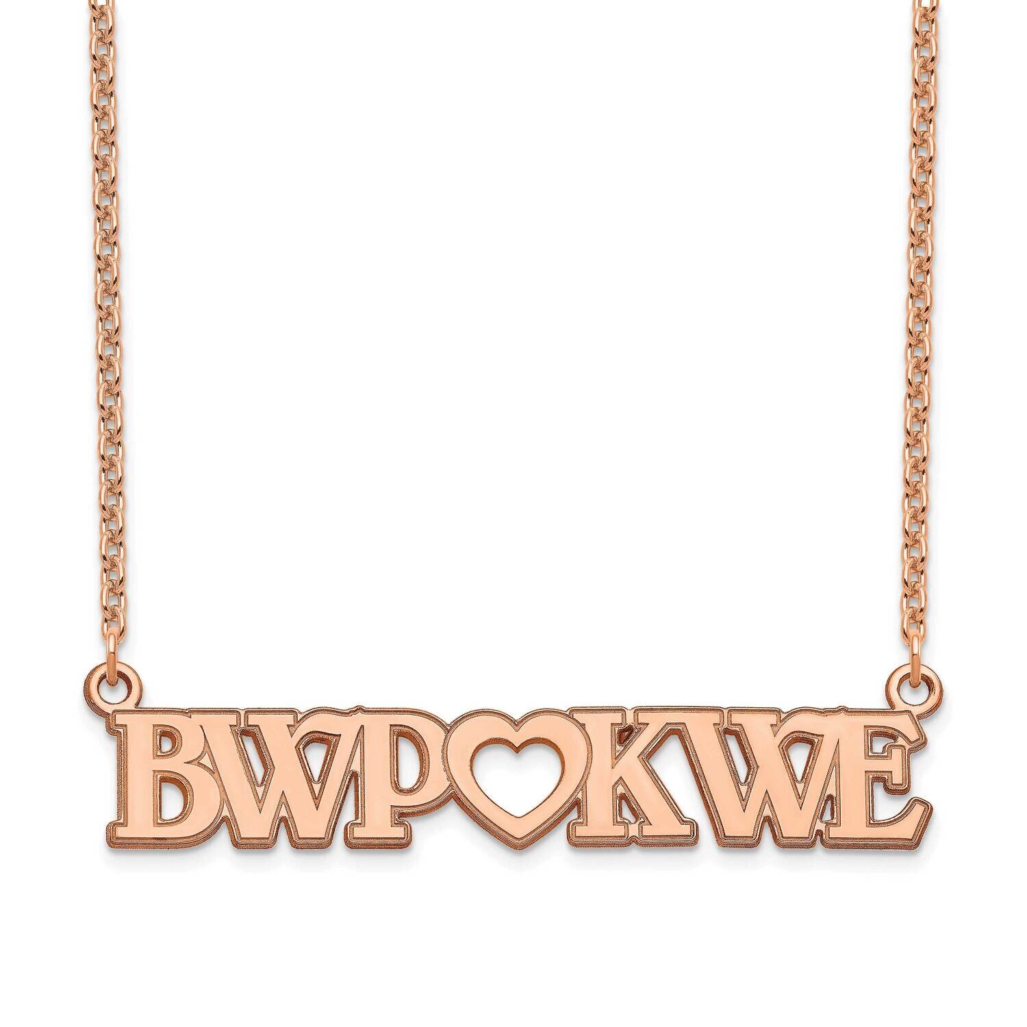 14kr Laser Polished Couple's Monogram And Heart Plate with Chain Sterling Silver XNA658R