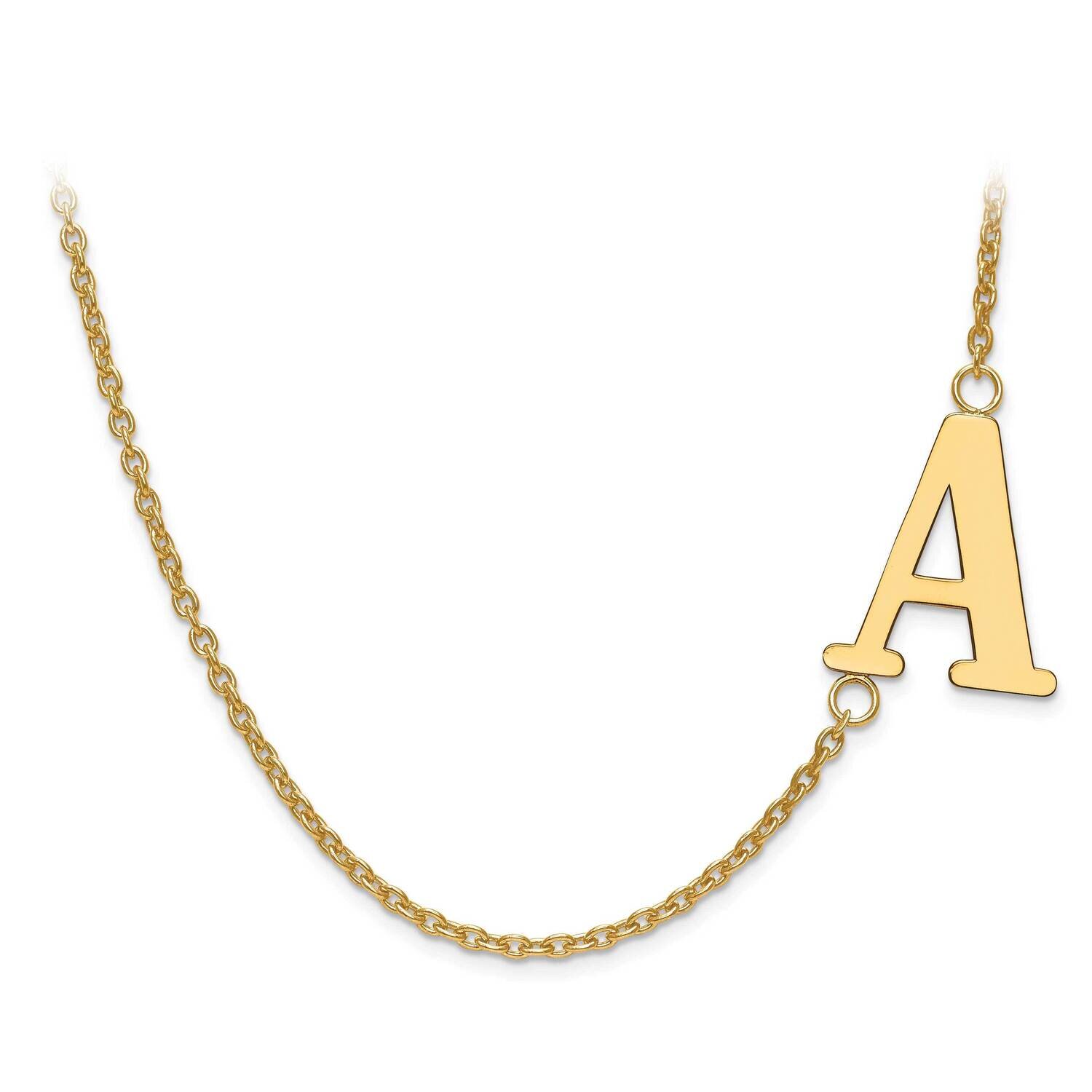 Laser Sideways Letter Initial Offset Necklace with Chain Gold-plated Silver XNA661GP