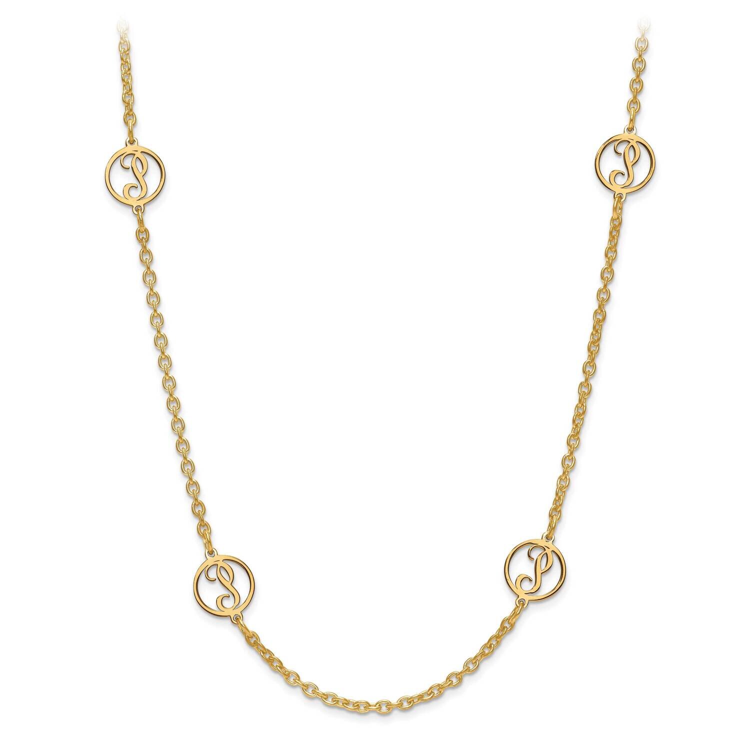 Laser Satin Letter Initial Station Necklace with Chain Gold-plated Silver XNA663GP, MPN: XNA663GP, …