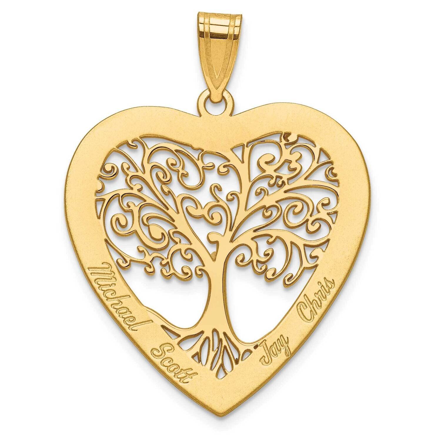 Family Tree Heart Pendant 14k Gold Laser Polished XNA668Y, MPN: XNA668Y,