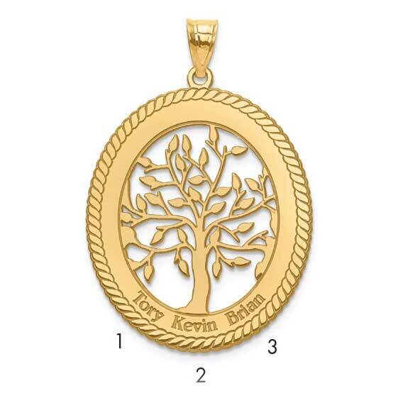Laser Polished Family Tree Oval Pendant Gold-plated Silver XNA669GP