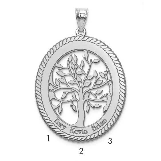 Laser Polished Family Tree Oval Pendant Sterling Silver Rhodium-plated XNA669SS, MPN: XNA669SS,