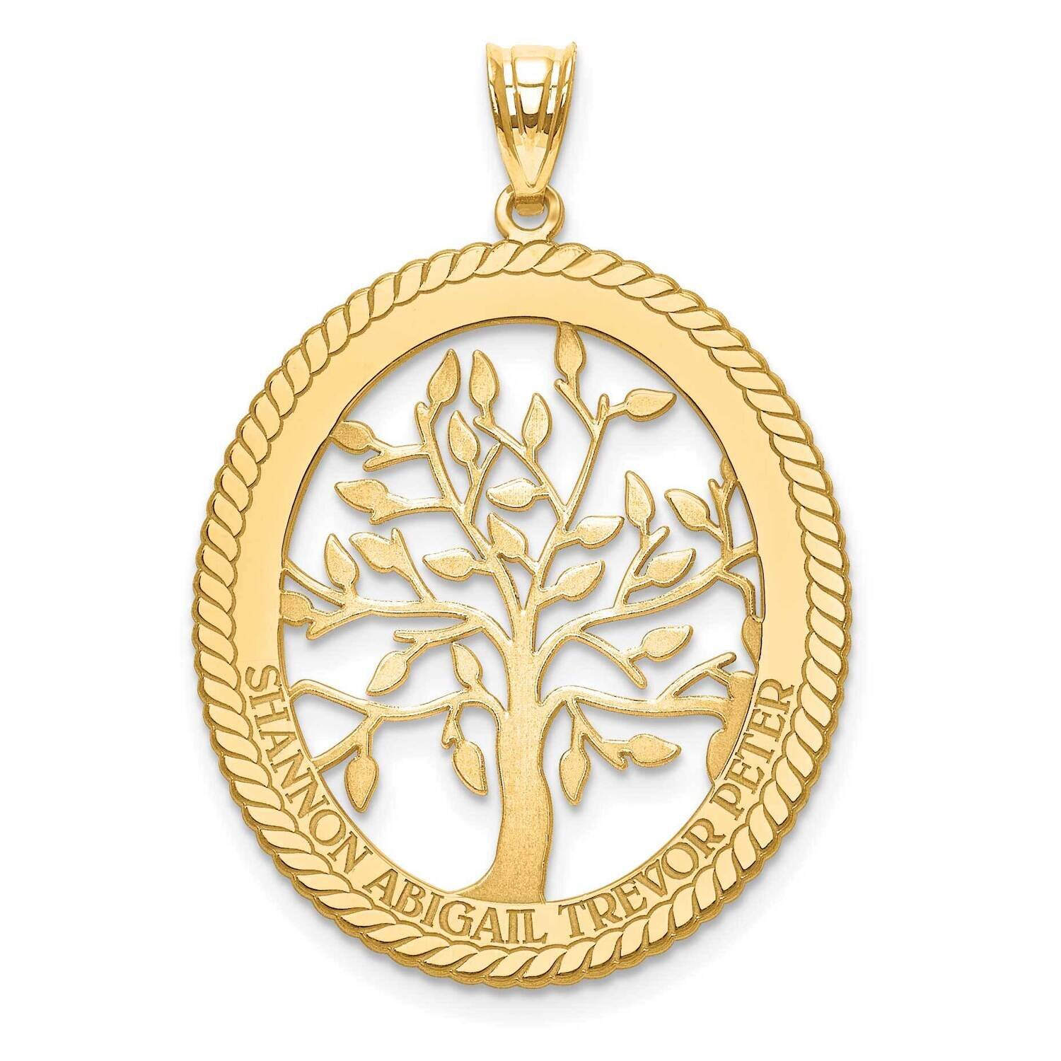 Family Tree Oval Pendant 14k Gold Laser Polished XNA670Y, MPN: XNA670Y,