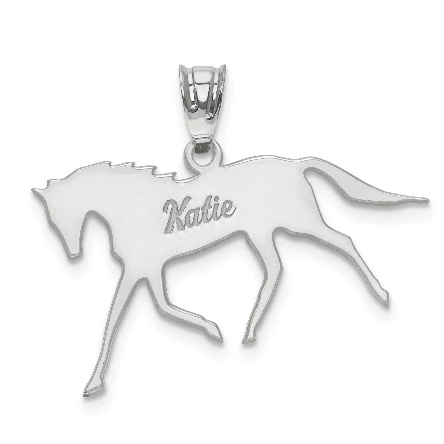 Laser Polished Horse Name Pendant Sterling Silver Rhodium-plated XNA690SS