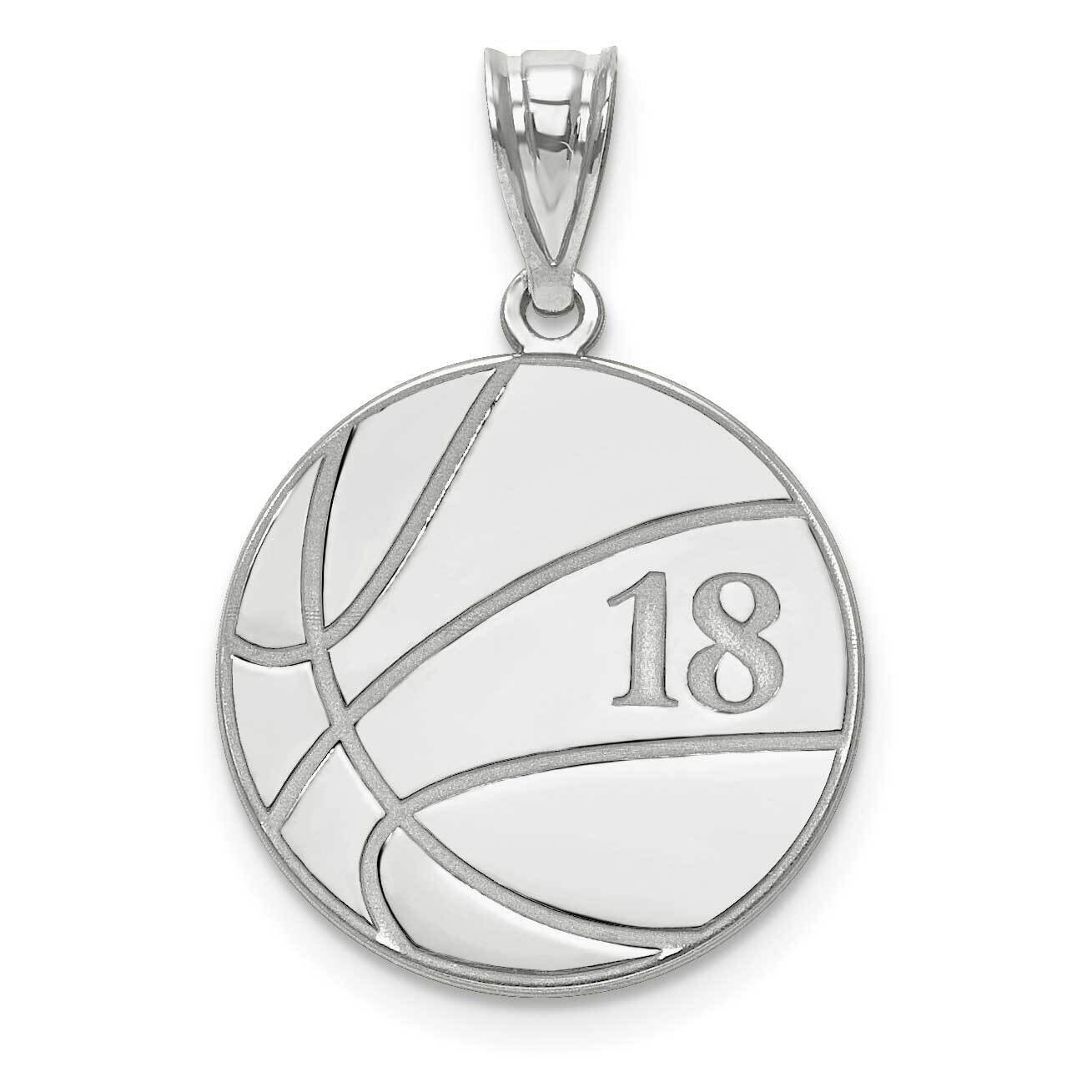 Basketball Number And Name Pendant 14k White Gold Laser XNA695W, MPN: XNA695W,