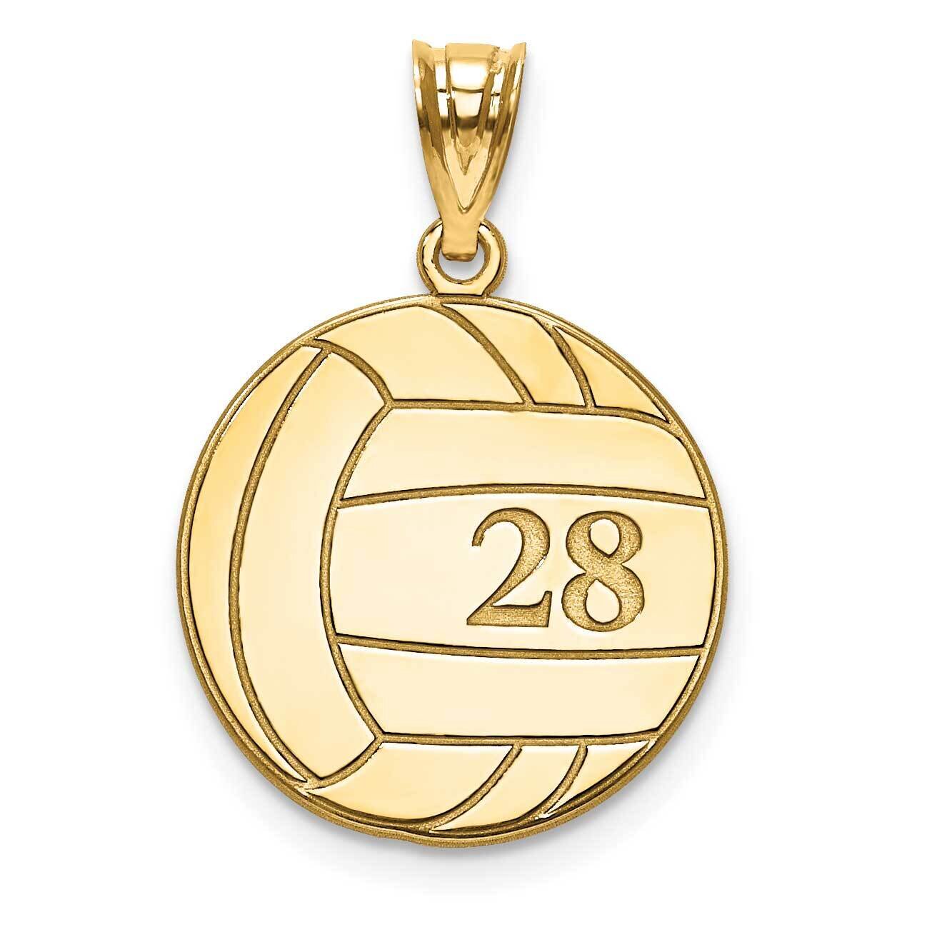 Laser Volleyball Number And Name Pendant Gold-plated Silver XNA696GP