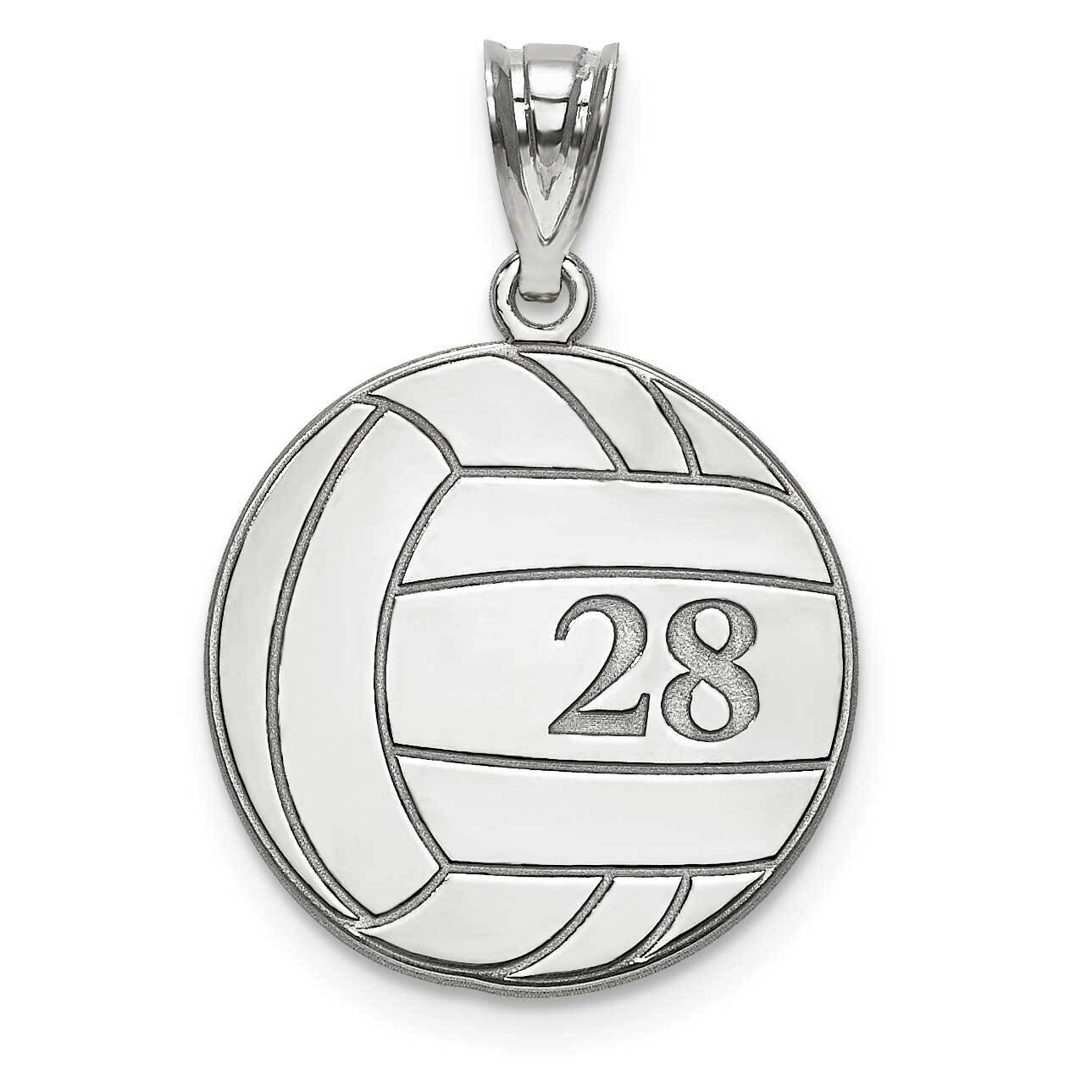 Volleyball Number And Name Pendant 14k White Gold Laser XNA696W