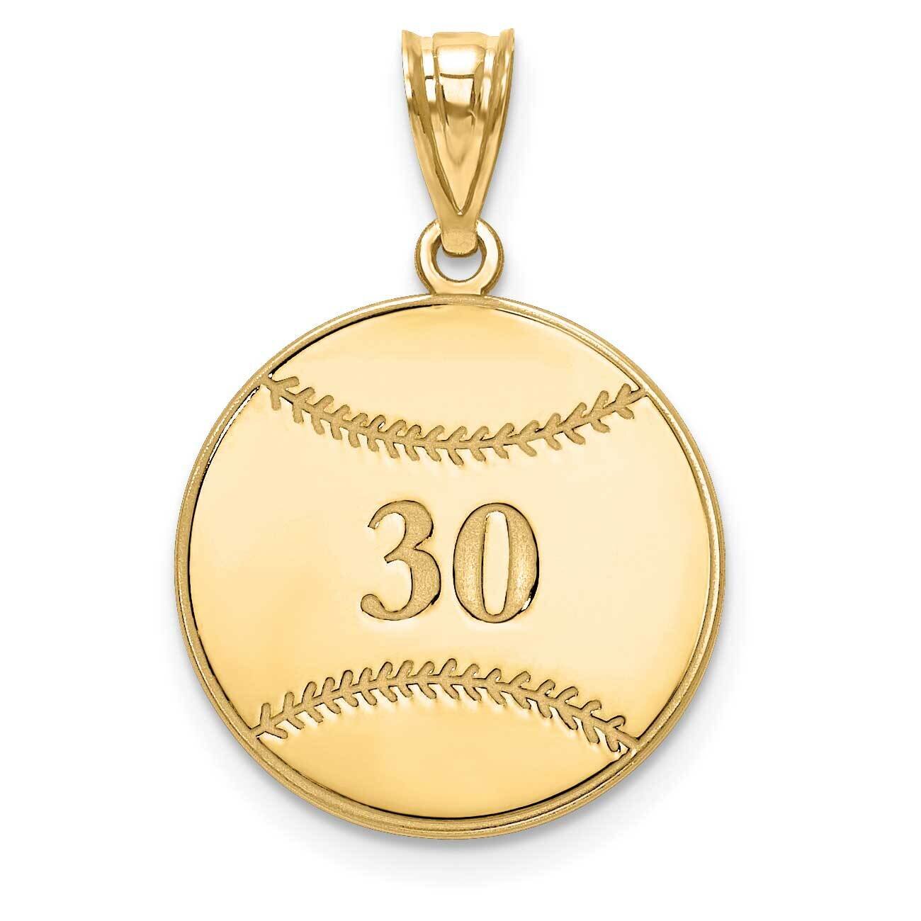 Laser Baseball Number And Name Pendant Gold-plated Silver XNA697GP, MPN: XNA697GP,