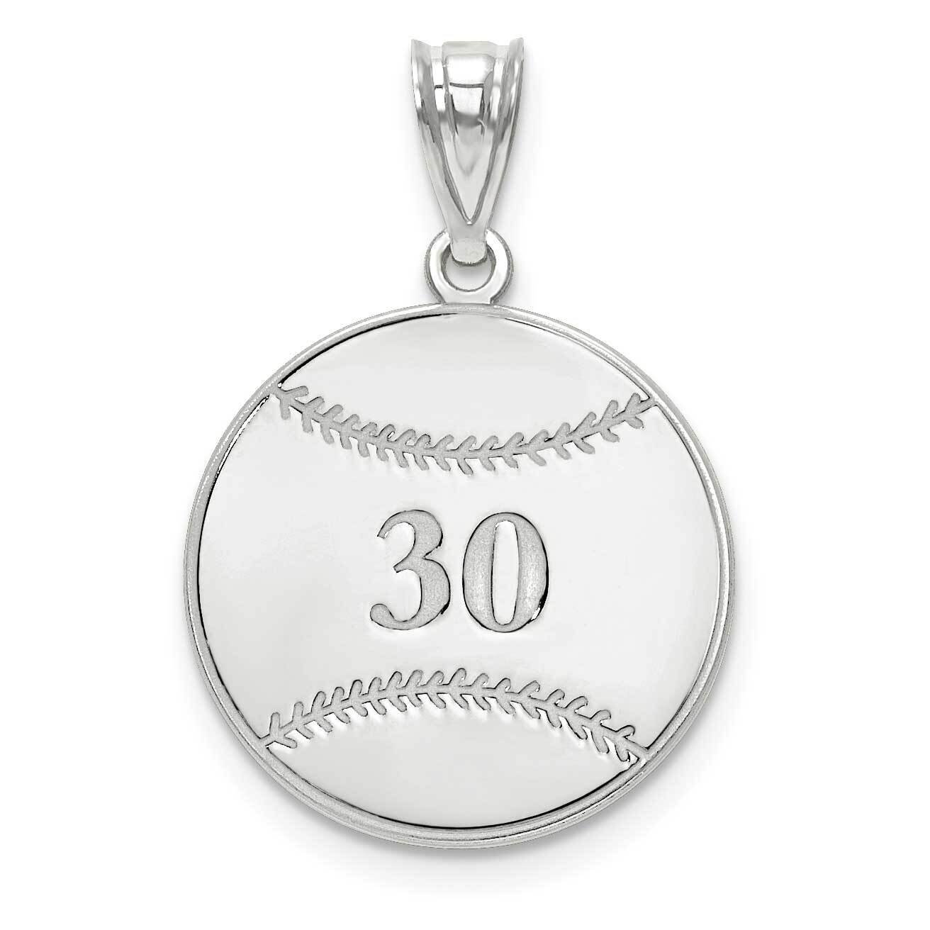 Laser Baseball Number And Name Pendant Sterling Silver Rhodium-plated XNA697SS, MPN: XNA697SS,