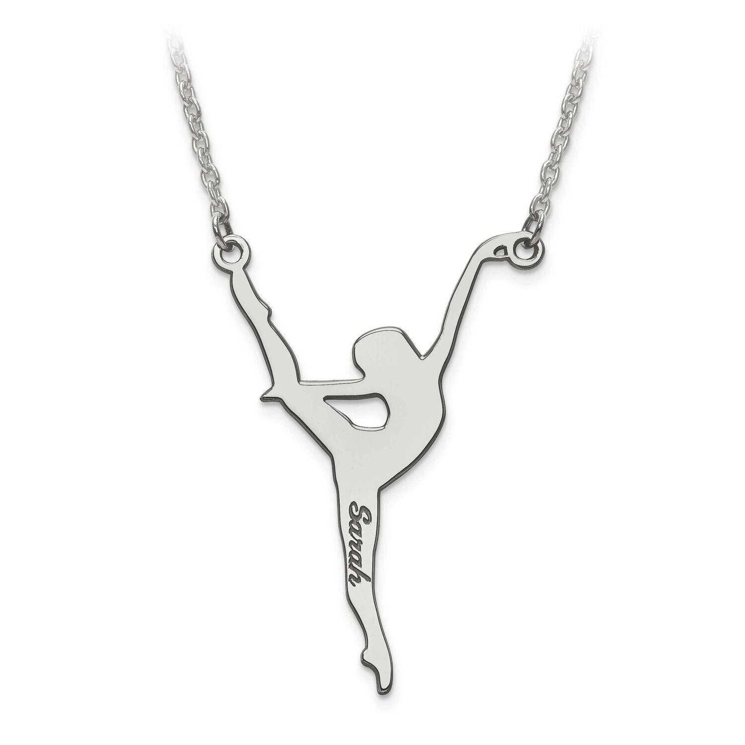 Laser Polished Dance Name Charm with Chain Sterling Silver Rhodium-plated XNA700SS, MPN: XNA700SS,