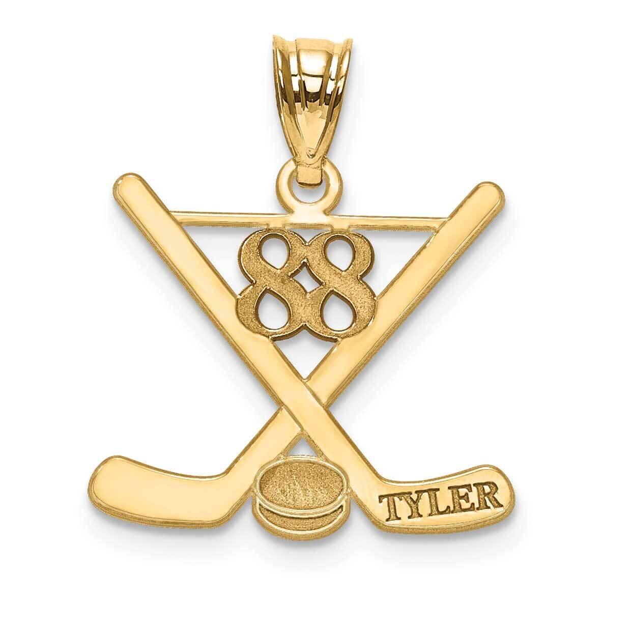 Laser Polished Name And Number Hockey Pendant Gold-plated XNA703GP