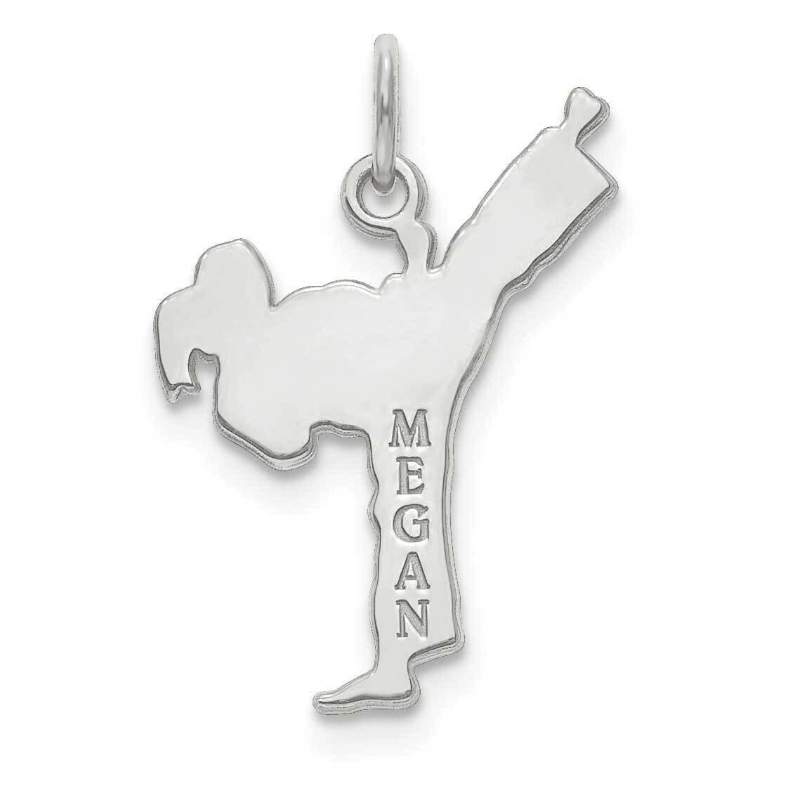 Laser Polished Name Karate Charm Sterling Silver Rhodium-plated XNA704SS, MPN: XNA704SS,