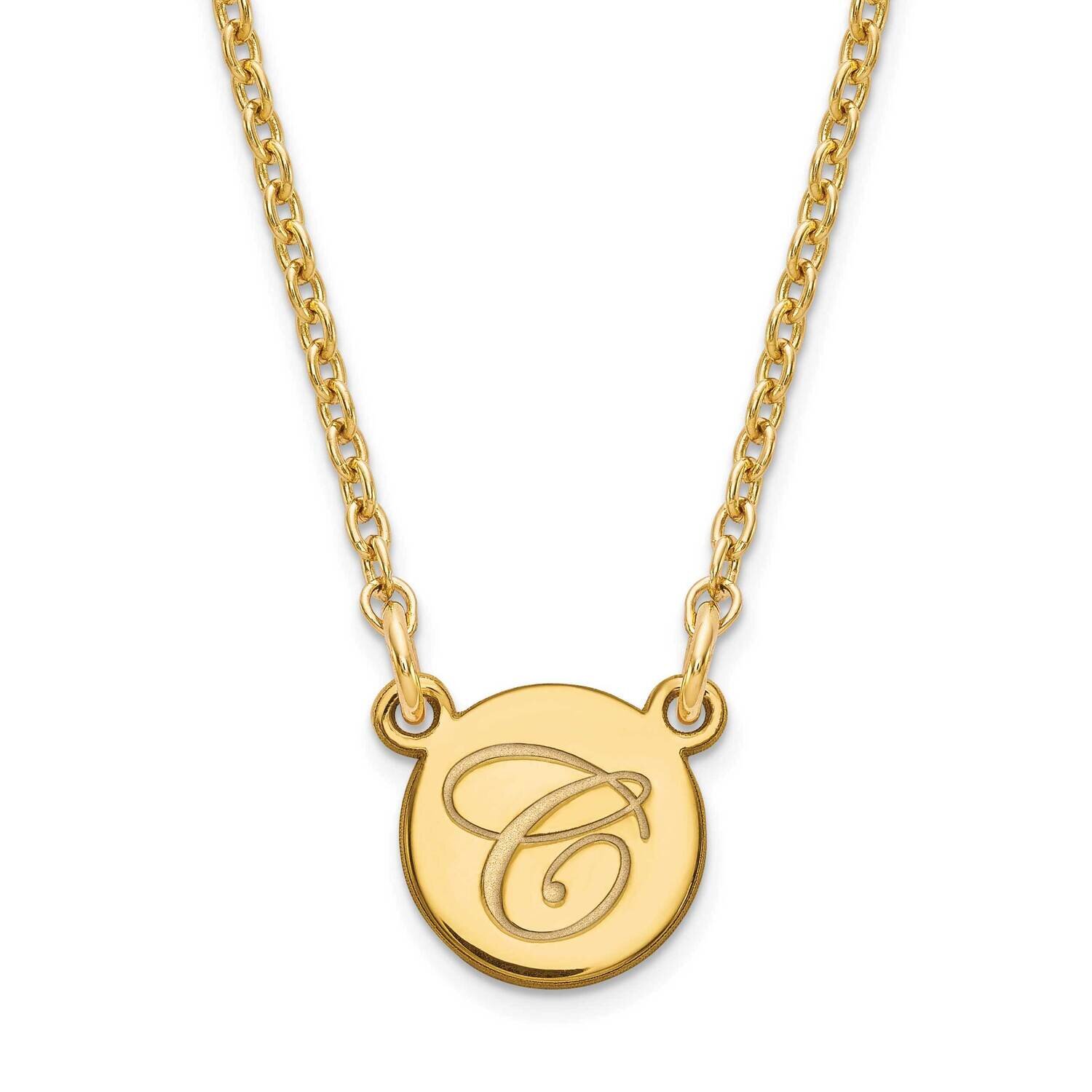 Tiny Circle Script Initial Necklace Gold Plated Sterling Silver XNA723GP, MPN: XNA723GP, 1911016720…