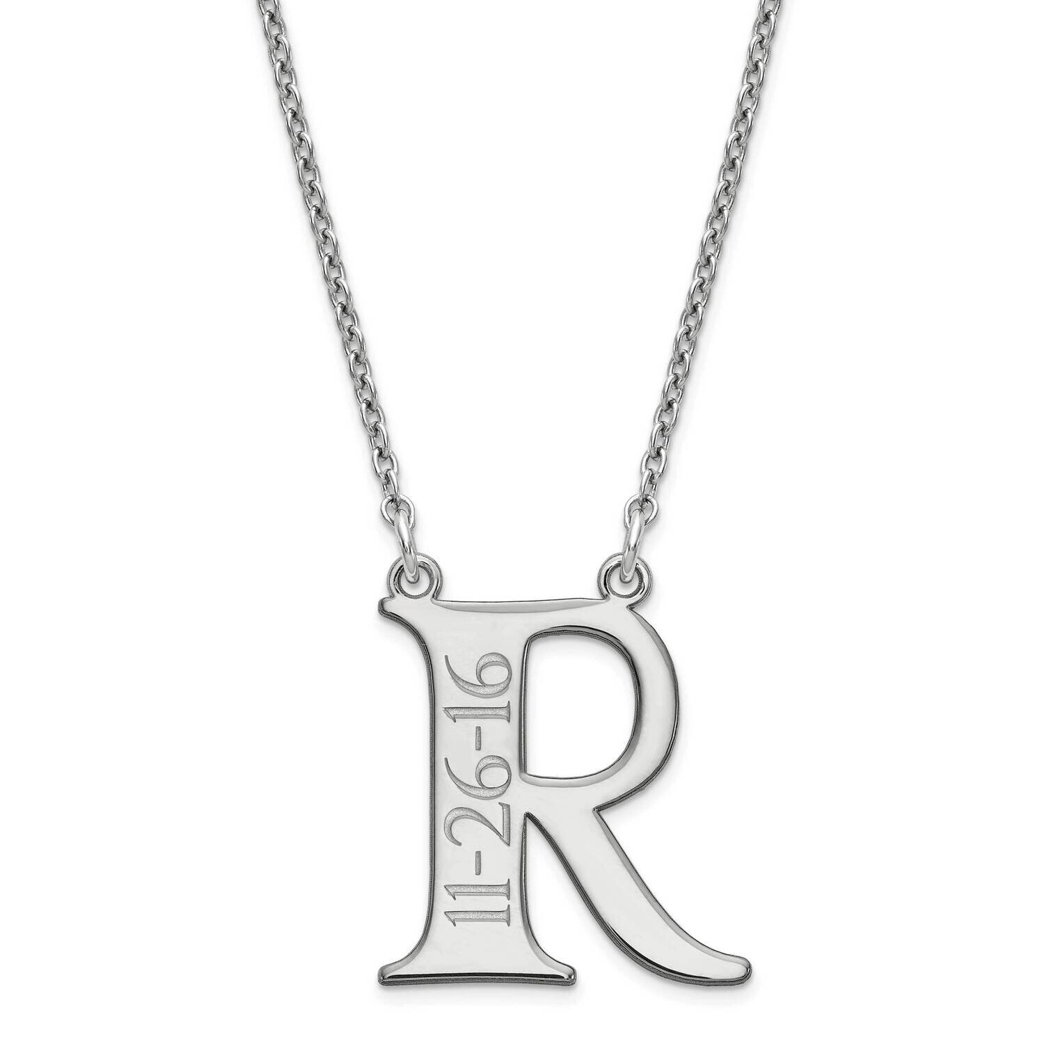 Letter and Date Necklace Sterling Silver Rhodium-plated XNA755SS