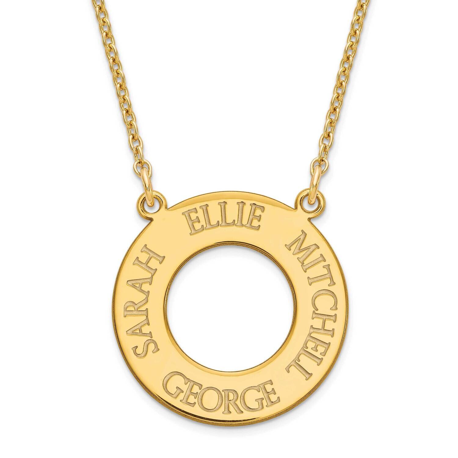 Open Circle with 4 names Gold Plated Sterling Silver XNA758GP