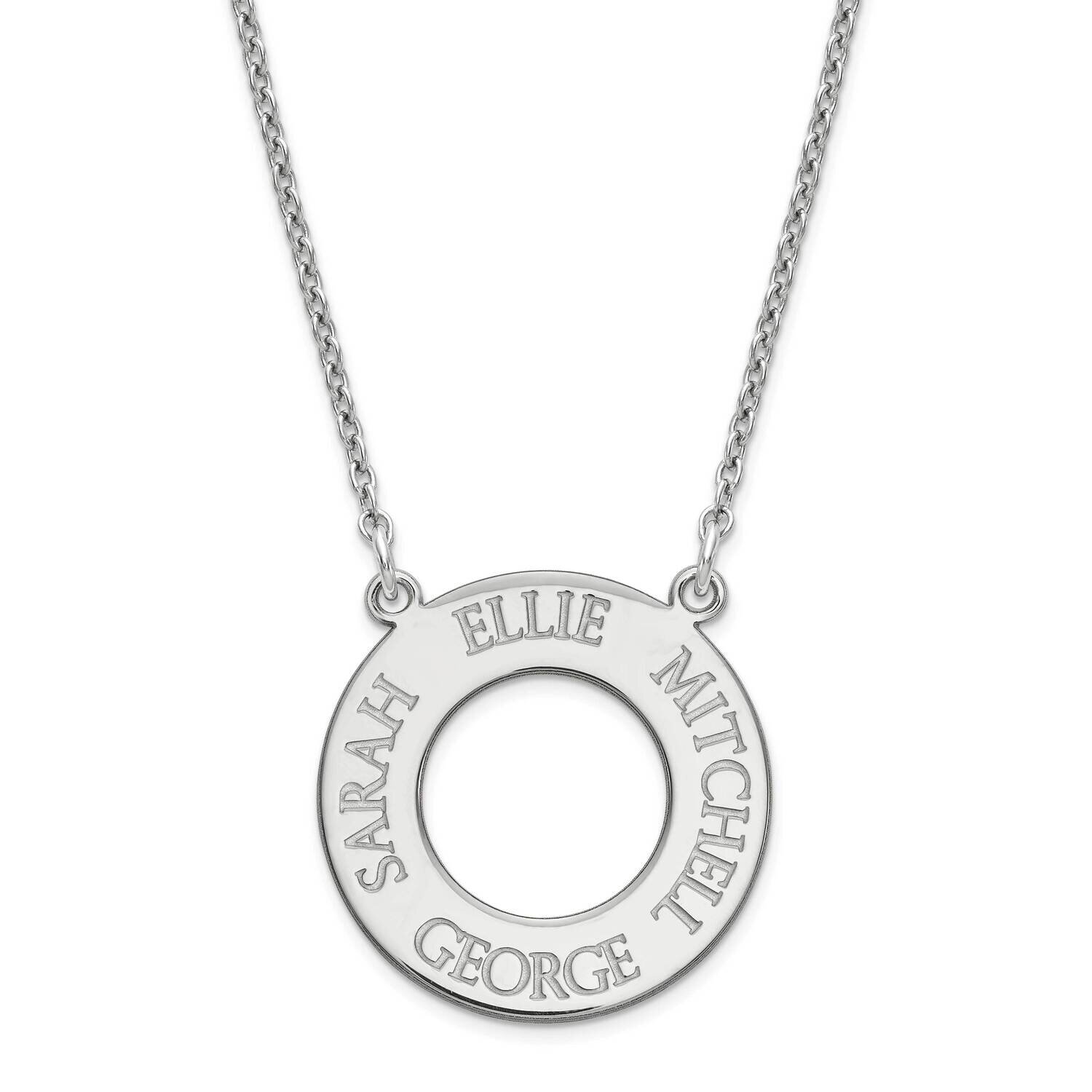 Open Circle with 4 names Sterling Silver Rhodium-plated XNA758SS