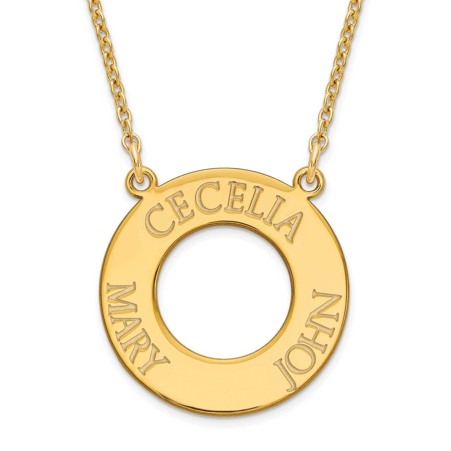 Open Circle with 3 names Gold Plated Sterling Silver XNA759GP