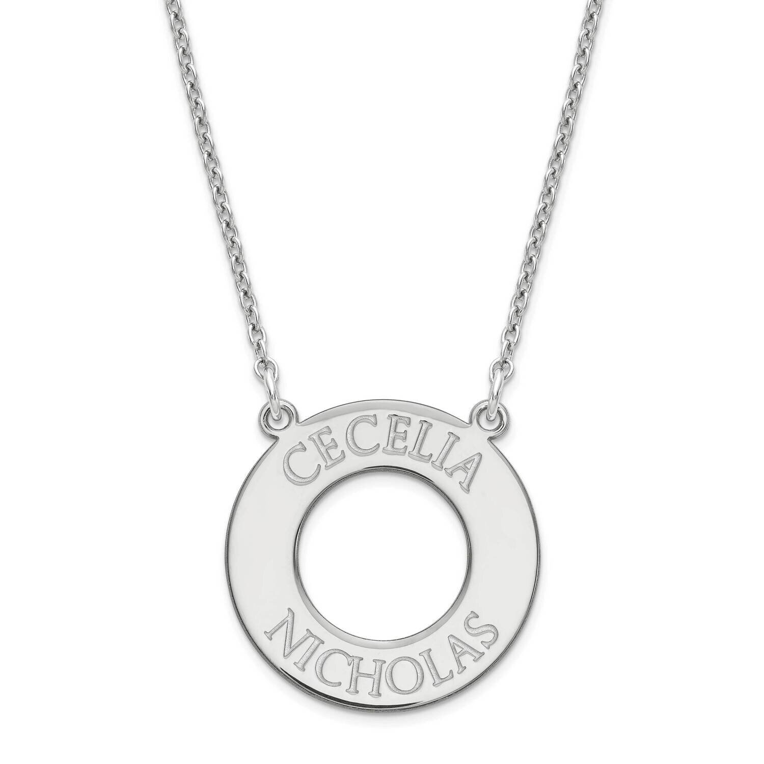Open Circle with 2 names Sterling Silver Rhodium-plated XNA760SS