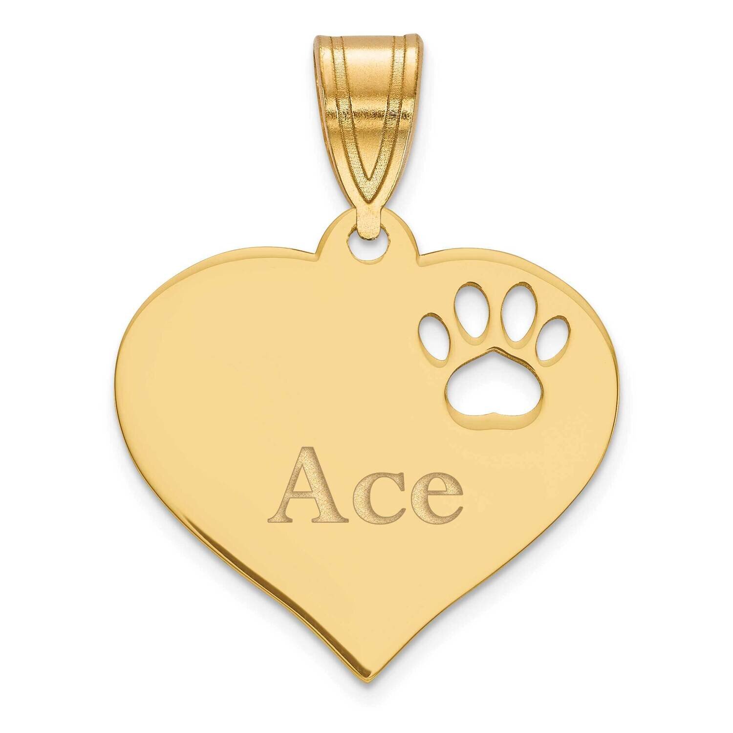Heart Pendant with Pawprint Cutout Gold Plated Sterling Silver XNA766GP