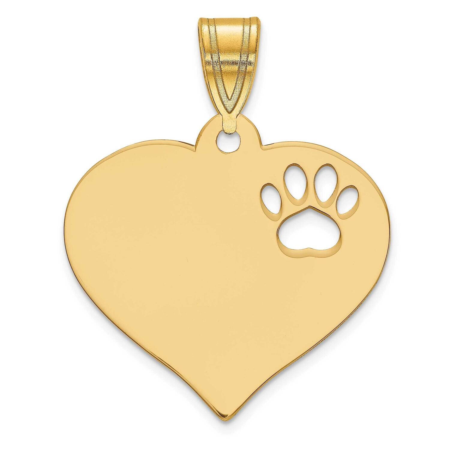 Heart Pendant with Pawprint Cutout Gold Plated Sterling Silver XNA767GP