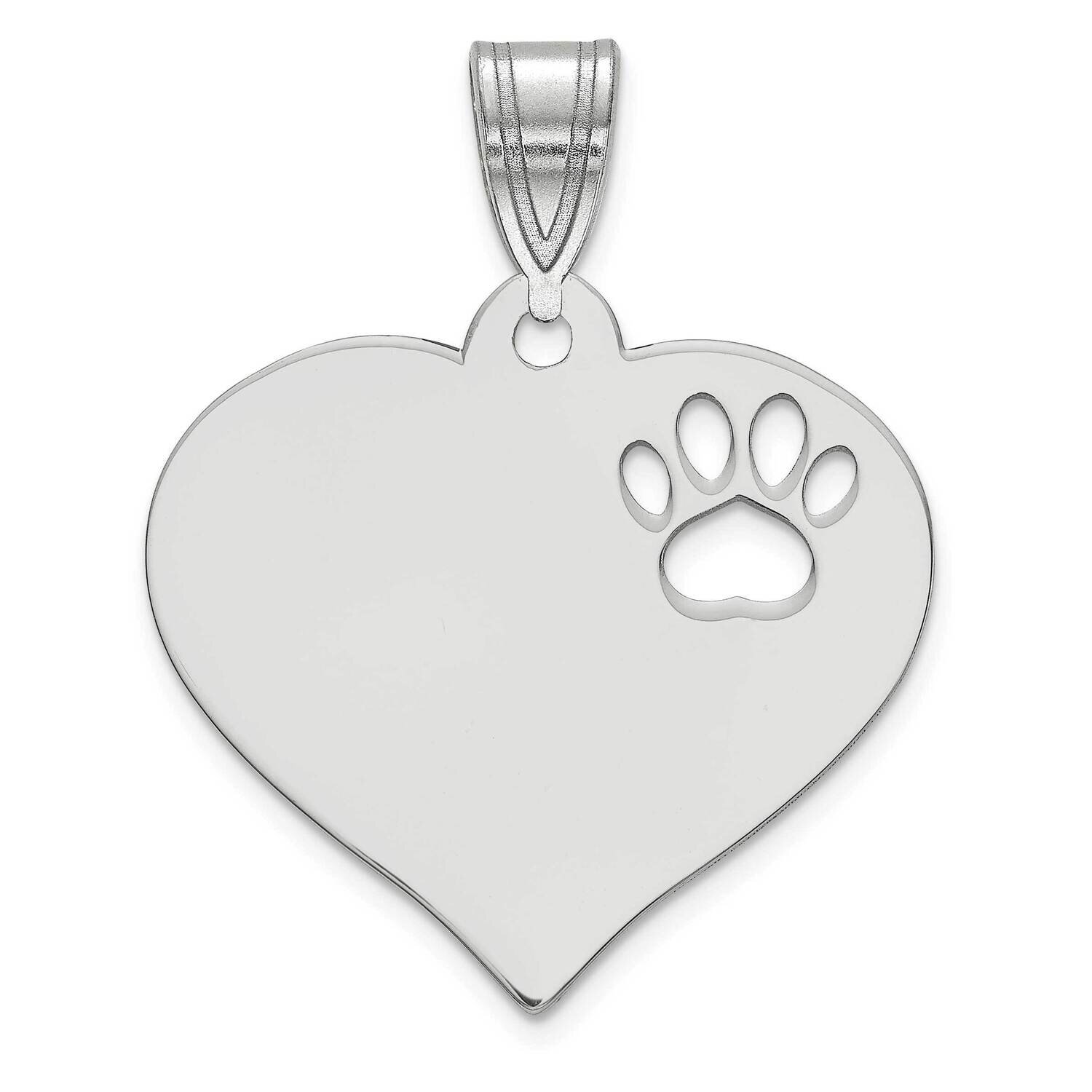 Heart Pendant with Pawprint Cutout Sterling Silver Rhodium-plated XNA767SS