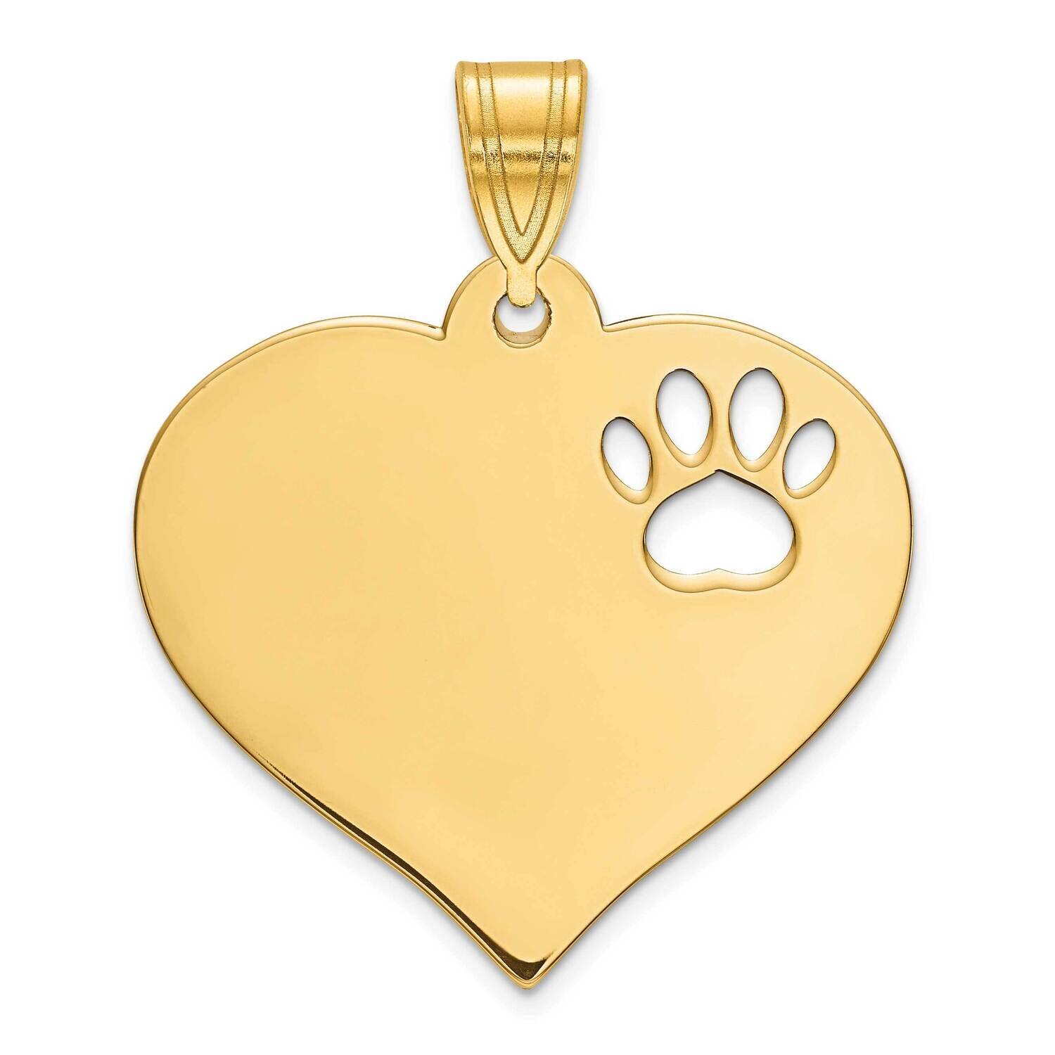 Heart Pendant with Pawprint Cutout Gold Plated Sterling Silver XNA768GP