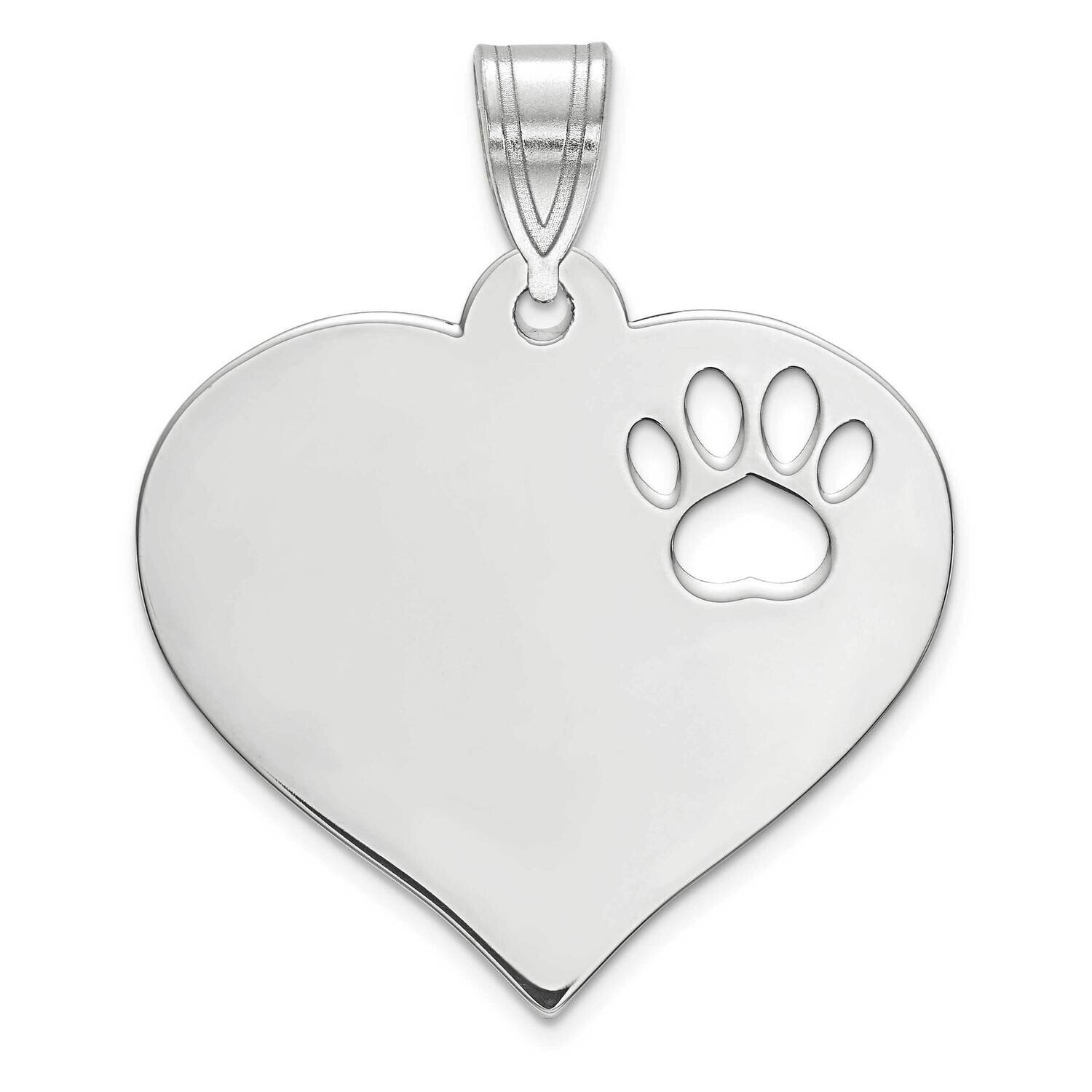 Heart Pendant with Pawprint Cutout Sterling Silver Rhodium-plated XNA768SS