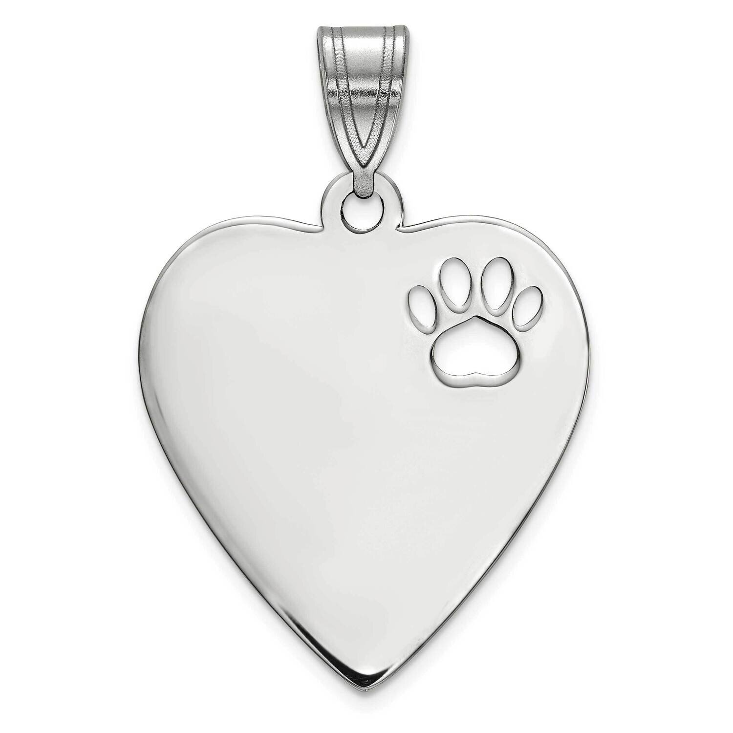 Heart Pendant with Pawprint Cutout Sterling Silver Rhodium-plated XNA770SS, MPN: XNA770SS, 19110122…