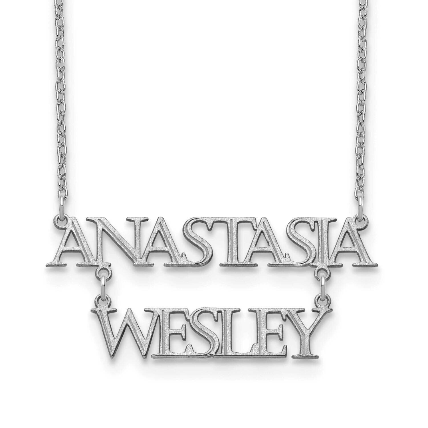 Stacked Nameplate Sterling Silver Rhodium-plated XNA844SS, MPN: XNA844SS,
