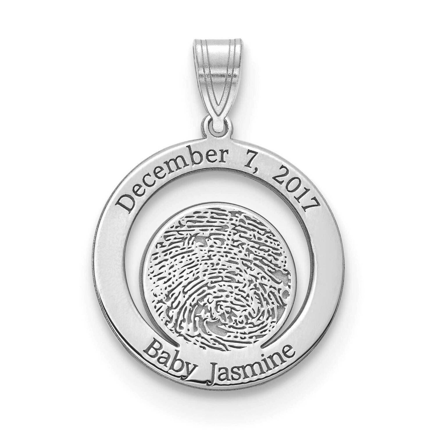 Baby Fingerprint and Date of Birth Charm Sterling Silver Rhodium-plated XNA864SS