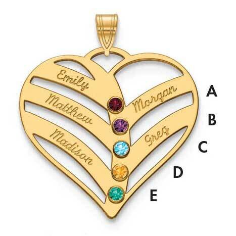 5 Name Mothers Heart Charm with Birthstones 14k Gold XNA865/5Y, MPN: XNA865/5Y,