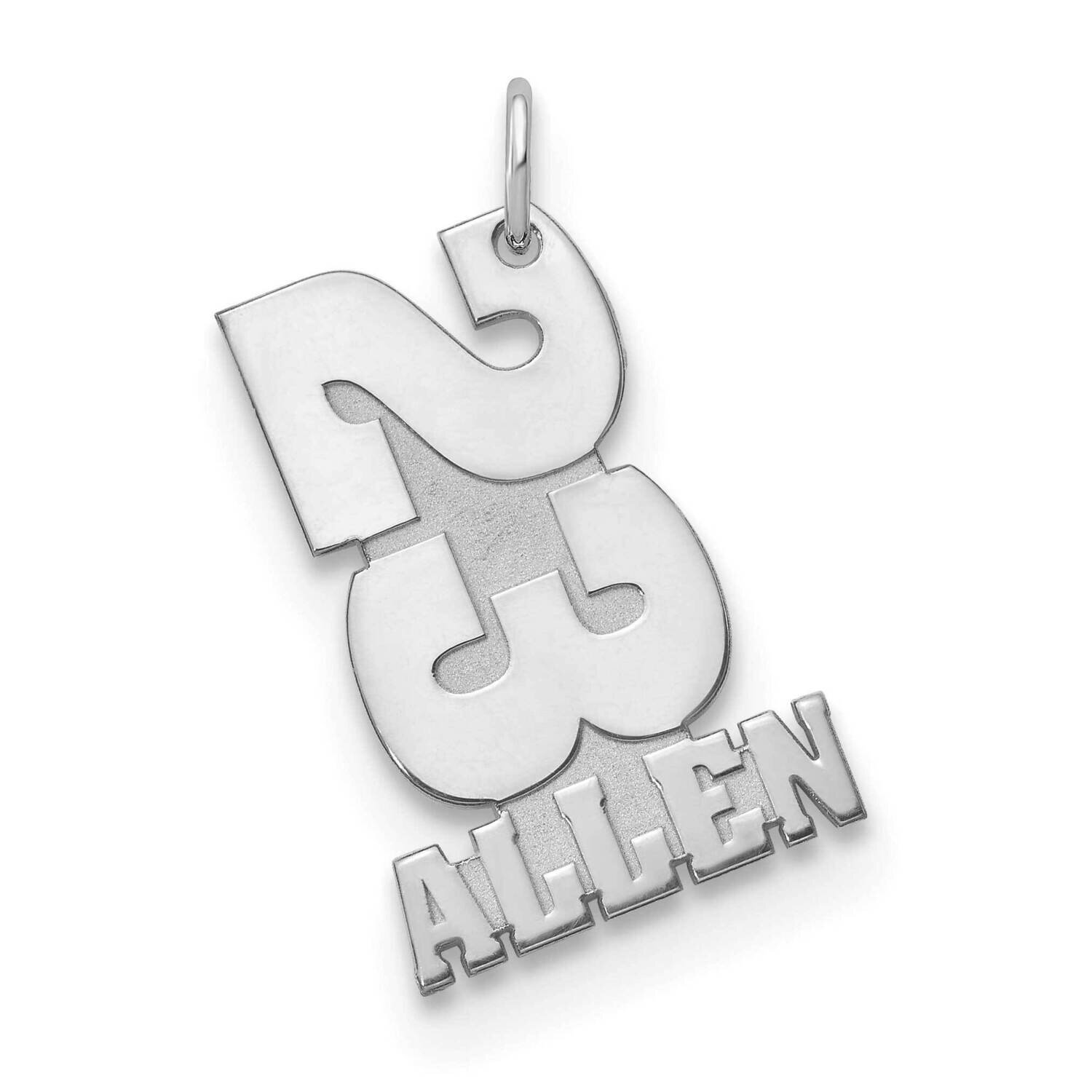 Stacked Number and Name Charm Sterling Silver Rhodium-plated XNA869SS