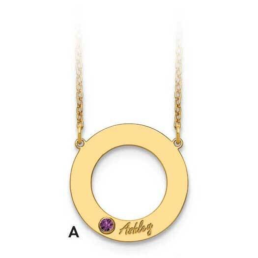 1 Name Cutout Circle Necklace with Birthstones 14k Gold XNA880/1Y, MPN: XNA880/1Y,