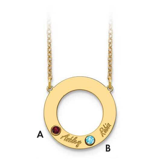 2 Name Cutout Circle Necklace with Birthstones Gold-plated  XNA880/2GP, MPN: XNA880/2GP,