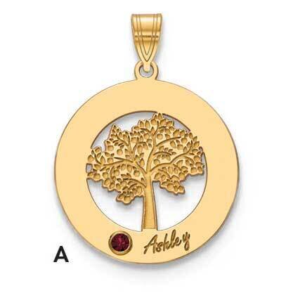 1 Name Cutout Circle Charm with Birthstones 14k Gold XNA882/1Y