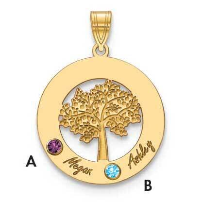 2 Name Cutout Circle Charm with Birthstones Gold-plated XNA882/2GP