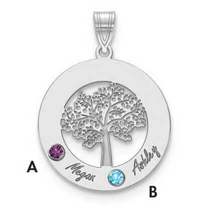 2 Name Cutout Circle Charm with Birthstones Sterling Silver Rhodium-plated XNA882/2SS, MPN: XNA882/…