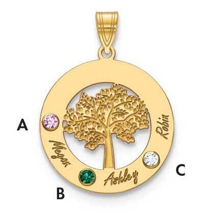 3 Name Cutout Circle Charm with Birthstones Gold-plated  XNA882/3GP, MPN: XNA882/3GP,